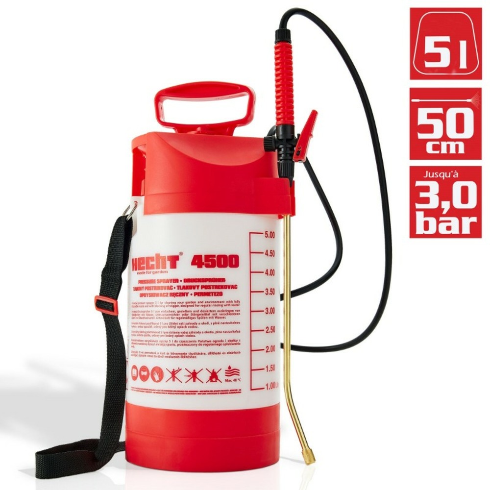 H 4500 pulvérisateur de liquides de jardin jusqu'à 3,0 bar tuyau 1,3m avec bandoulière