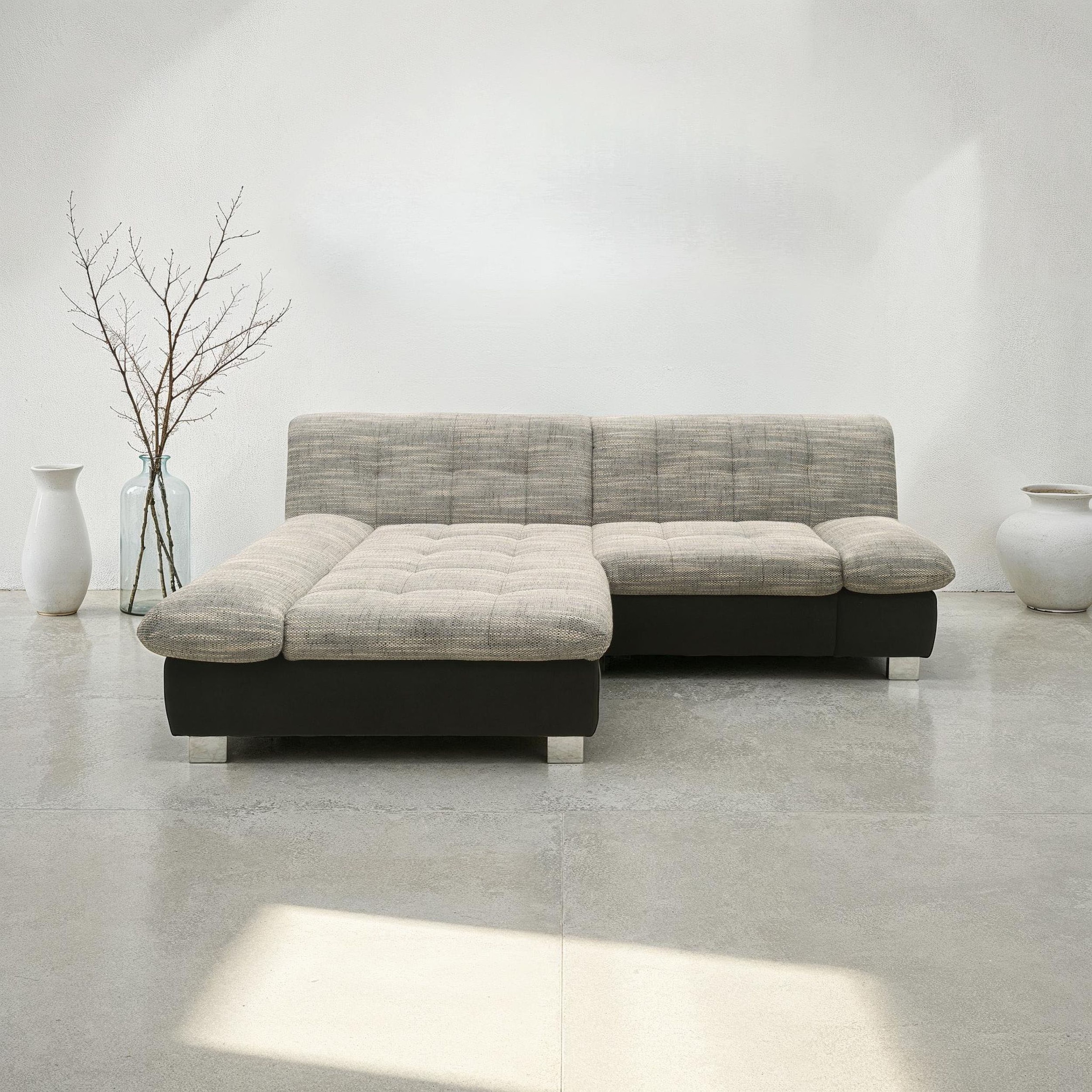 DOMO collection Ecksofa »100031 kompakte Stellmasse, komfortabel und bequem, L-Form« wahlweise mit Bettfunktion und Armteilverstellung. Breite 234 cm
