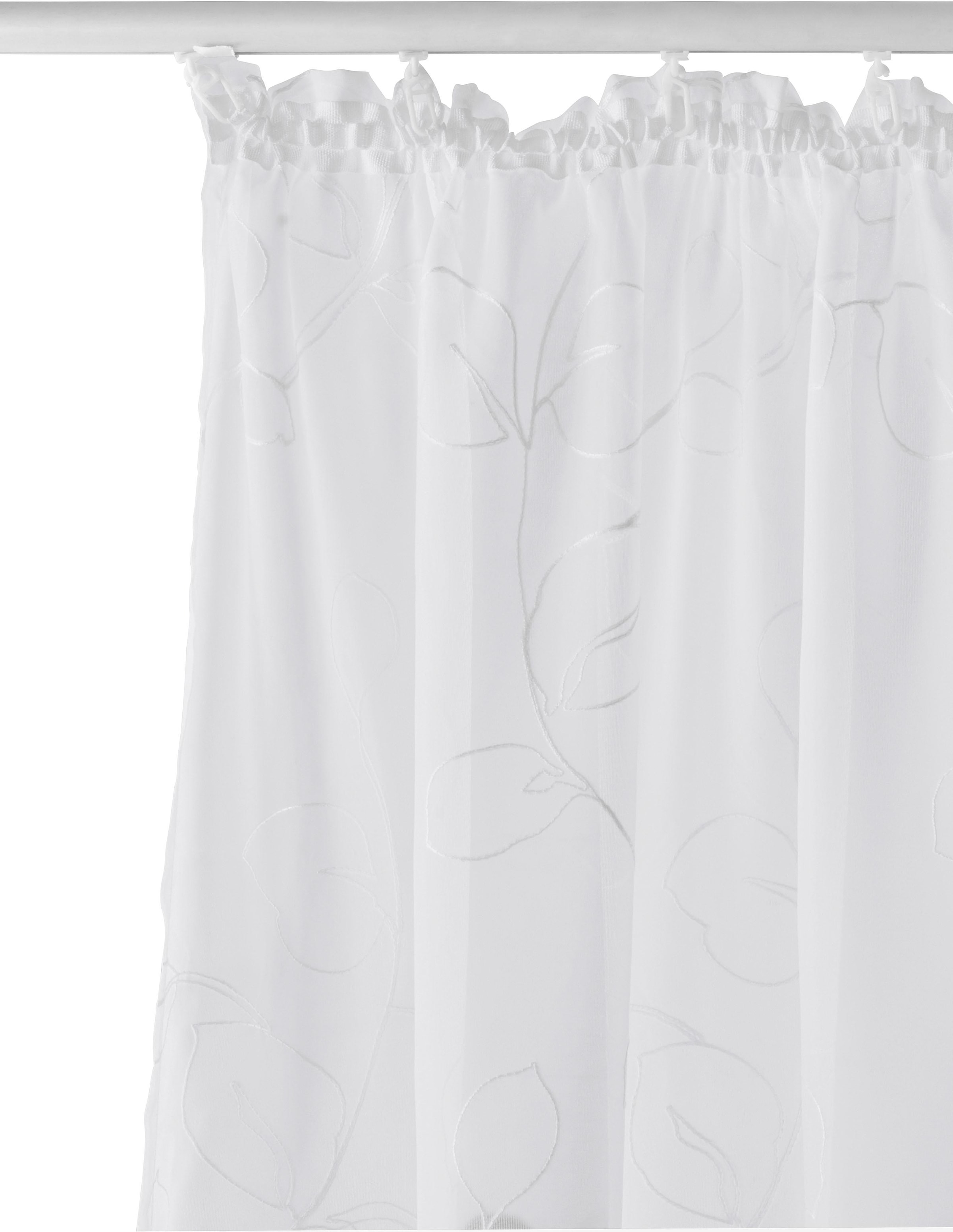 Home affaire Gardine »Adele« Kräuselband 1 Stk. tlg. transparent, mit floraler Stickerei, Voile