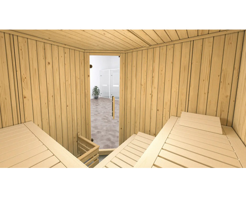 Weka Varberg 3 modulaire sauna inclusief 7,5 kW oven en digitale bediening met grafietkleurige volledig glazen deur