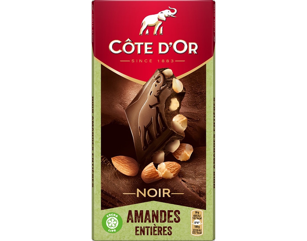 CHOCOLATE CÔTE D'OR NEGRO AMÊNDOAS INTEIRAS 180G
