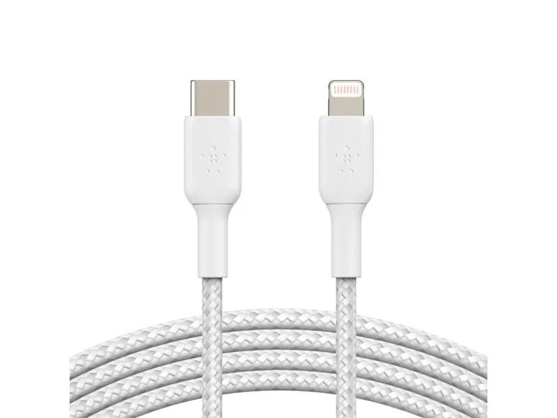 Belkin BoostCharge - Lightning-kabel - 24 pin USB-C han til Lightning han - 1 m - hvid - USB Power Delivery (18 W)