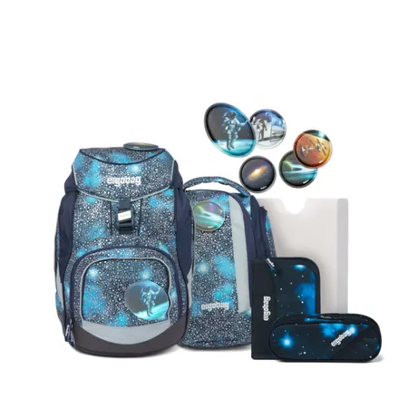ergobag PACK Schulrucksack-Set - Bär Anhalter durch die Galaxis, 6-teilig