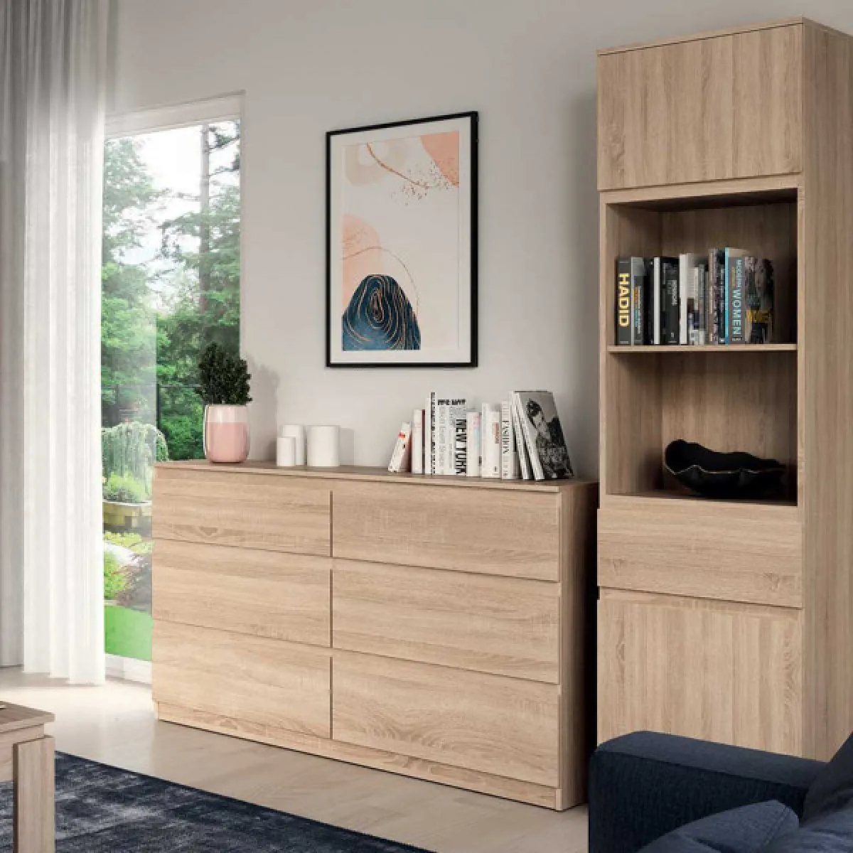 dansmamaison Commode 6 tiroirs Chêne clair