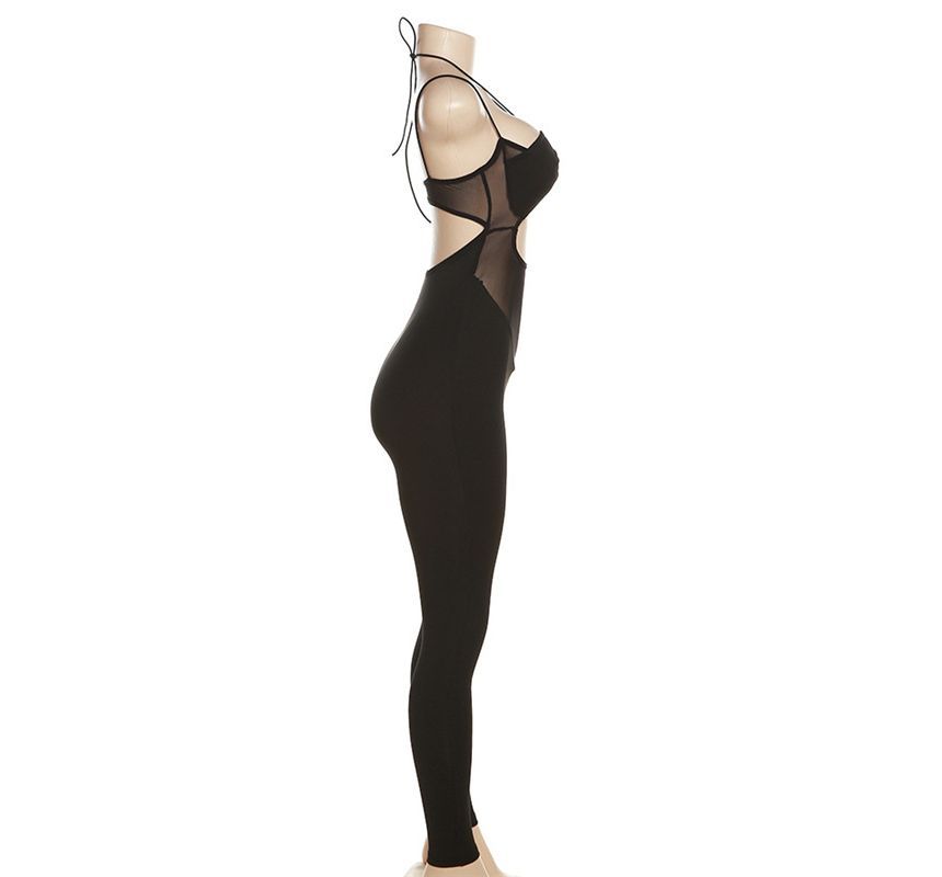 Oonnukal - Spaghettibandjes Skinny Jumpsuit met Uitsnijdingen