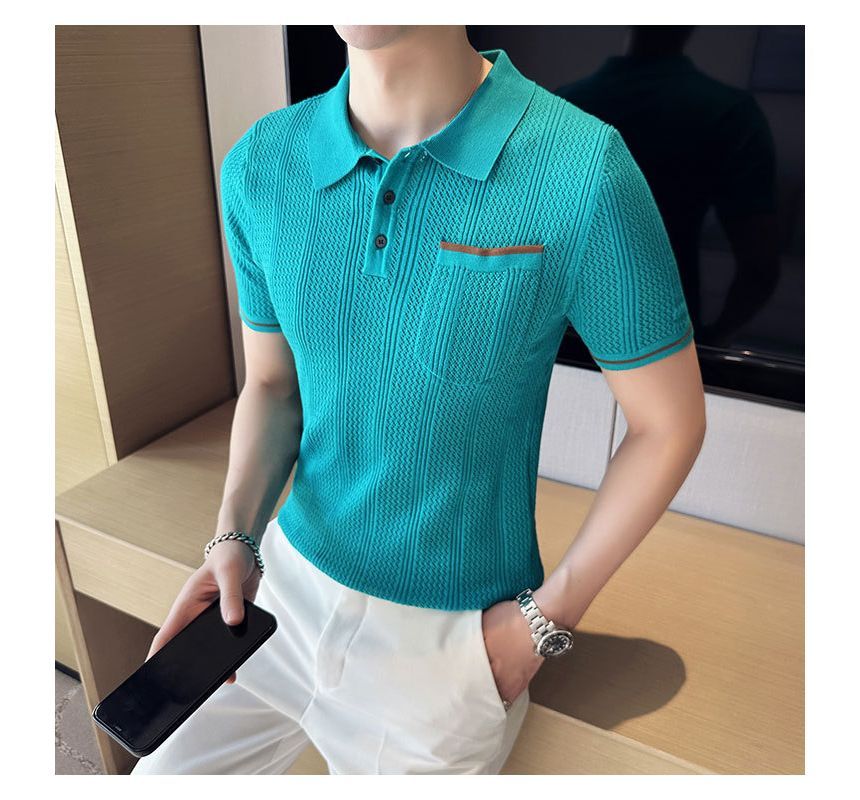 Deepwood - Polotop met korte mouwen en contrasterende bies