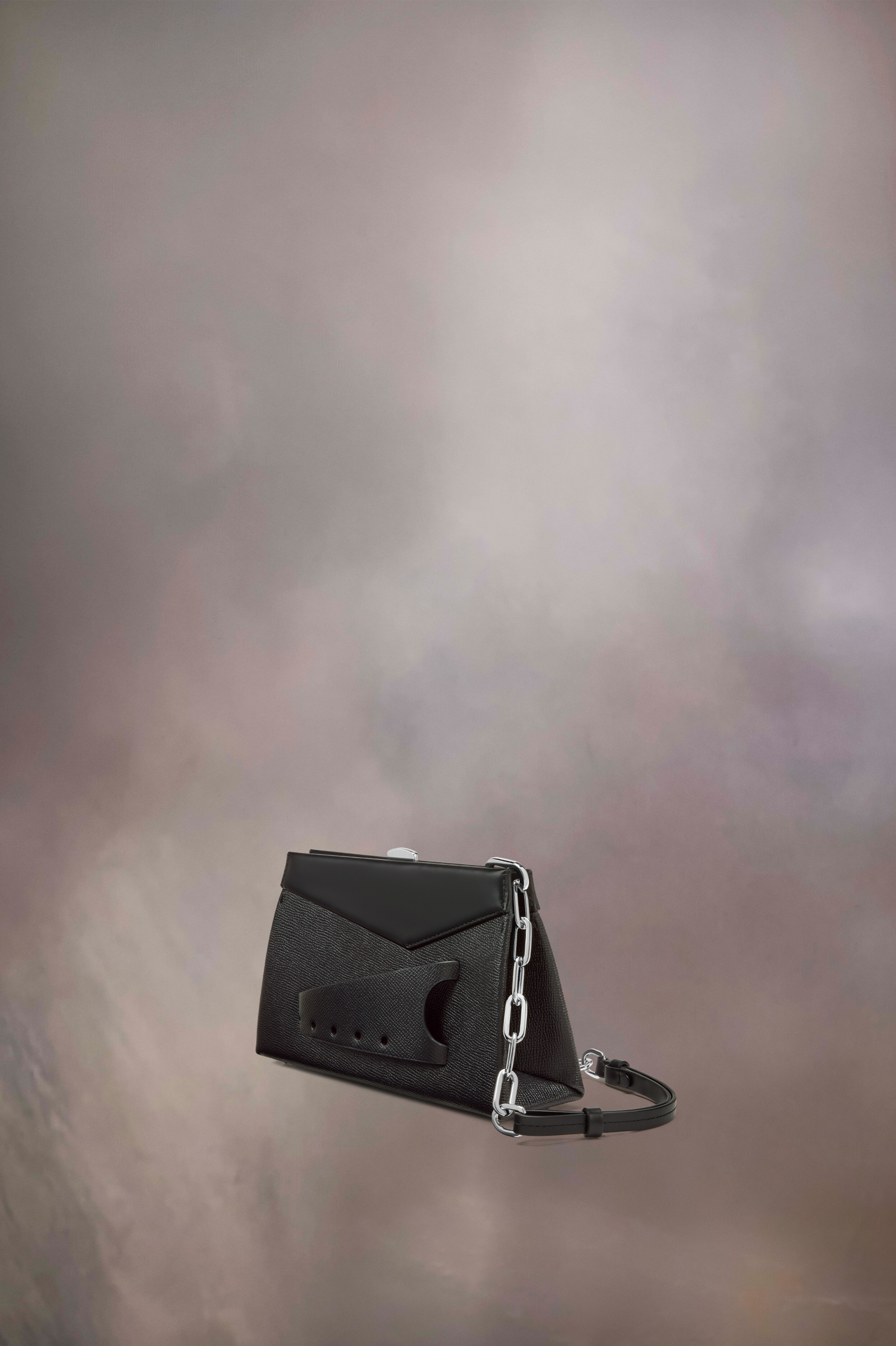 Snatched shoulder clutch bag small noire en cuir Noir