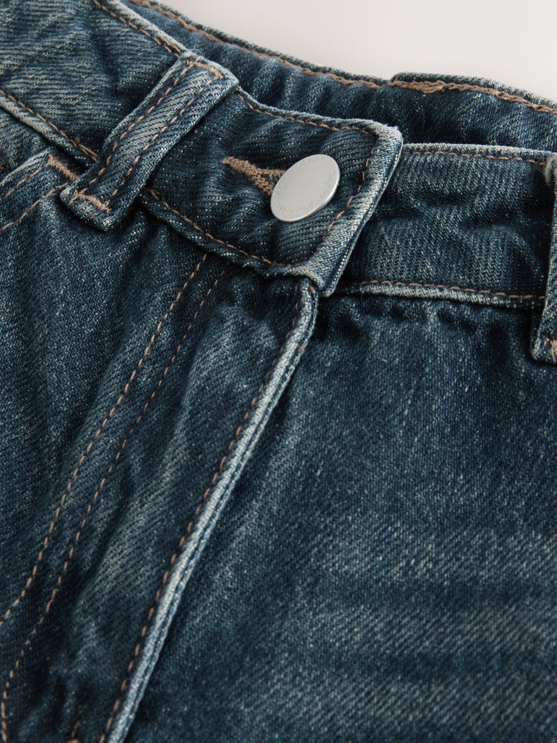 Donkerblauw - Jeans met omgeslagen wijde pijpen (3-16jr)