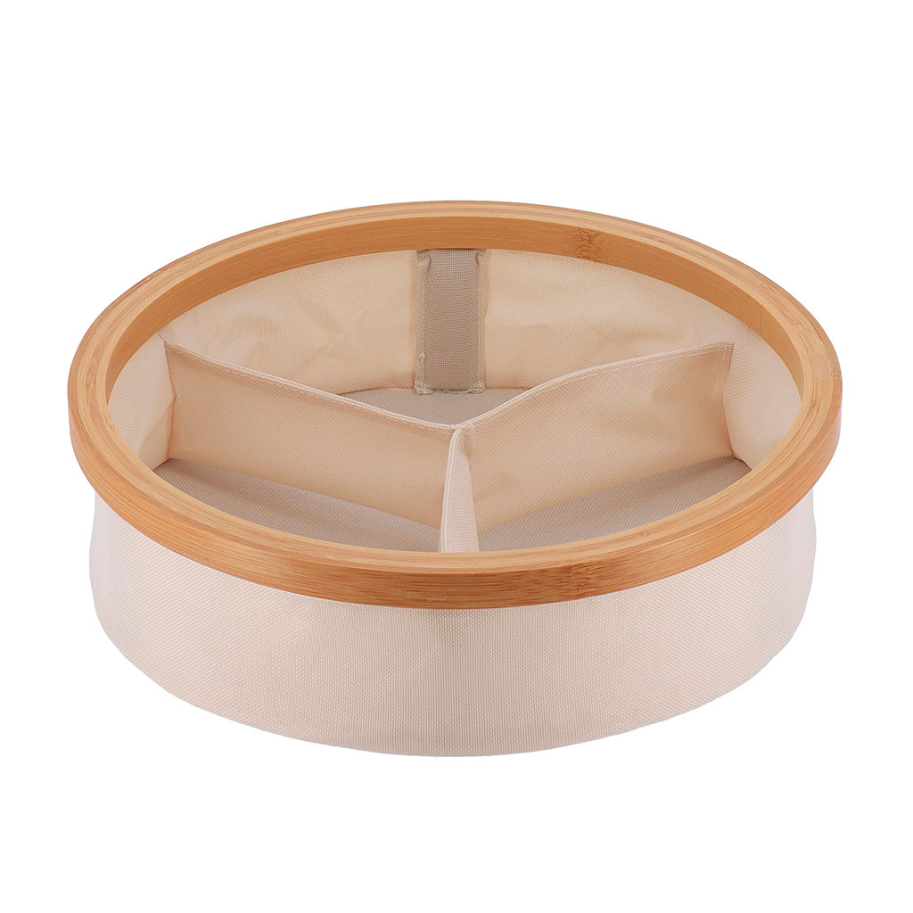 Panier rond chic intérieur 3 compartiments naturel 30x30x3.5cm