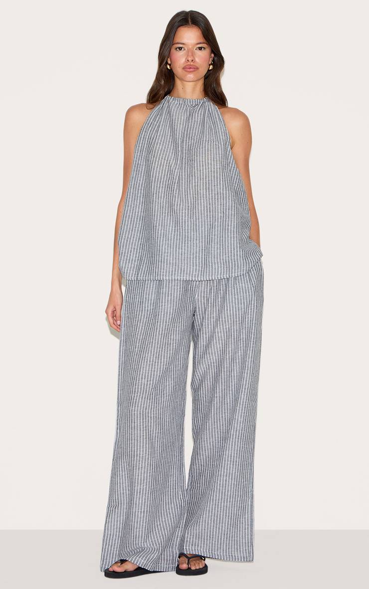 Gris Pantalon Ample À Rayures