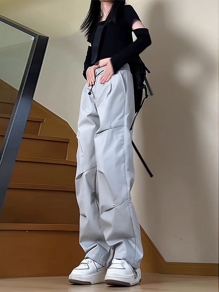 Kimeya - Hoge taille effen wijde broek