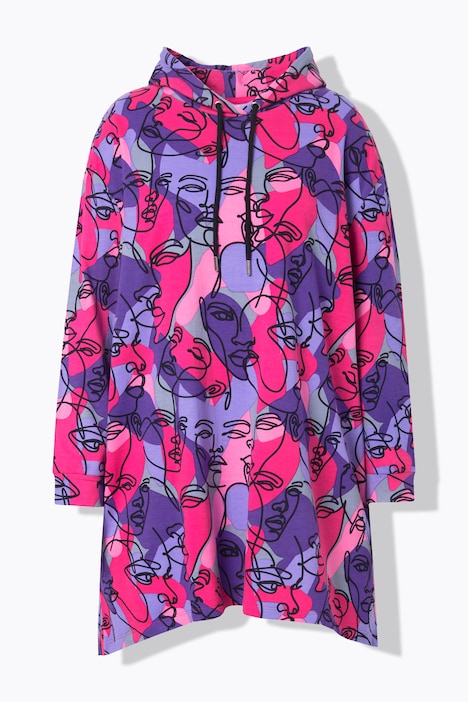 Hoodie, Gesichter-Print, Kapuze