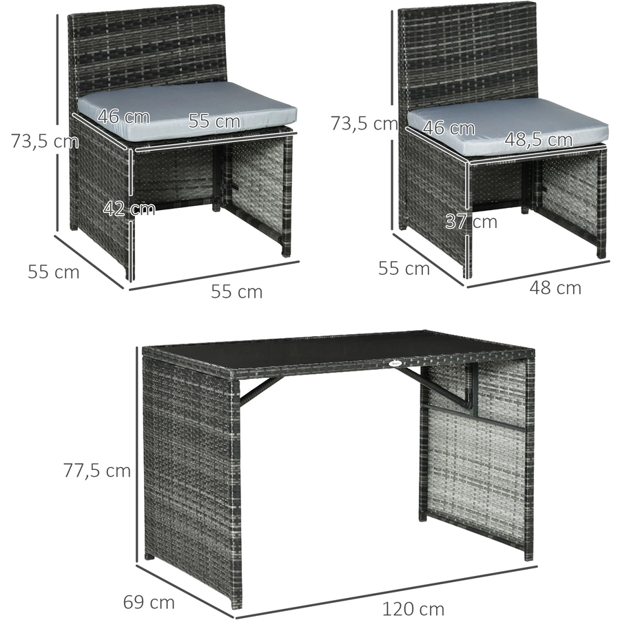 Outsunny Gartenmöbel Set mit kompaktem Design grau
