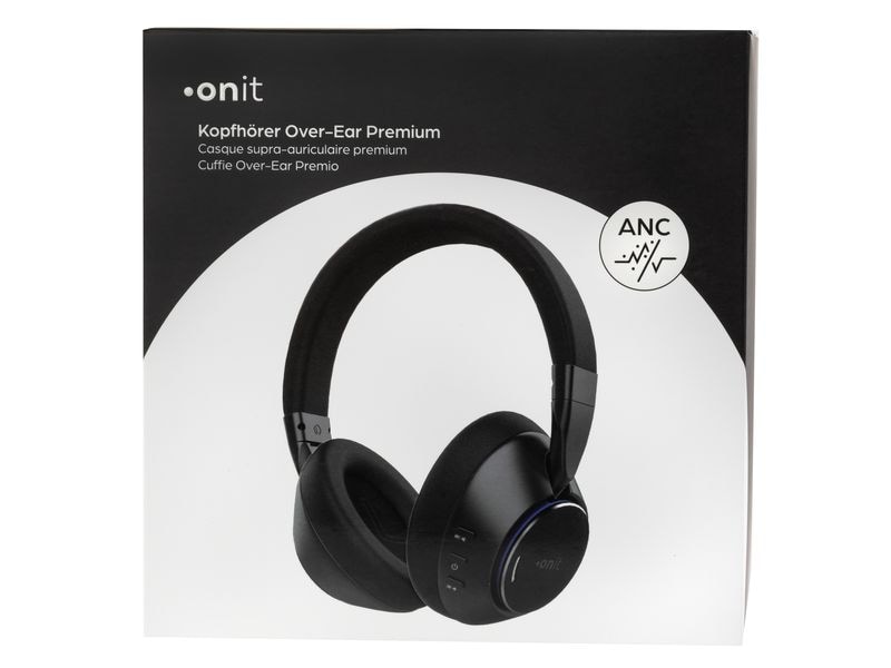onit Wireless Over-Ear-Kopfhörer ANC Schwarz Kabelloser Kopfhörer mit Mikrofon und aktiver Geräuschunterdrückung ANC