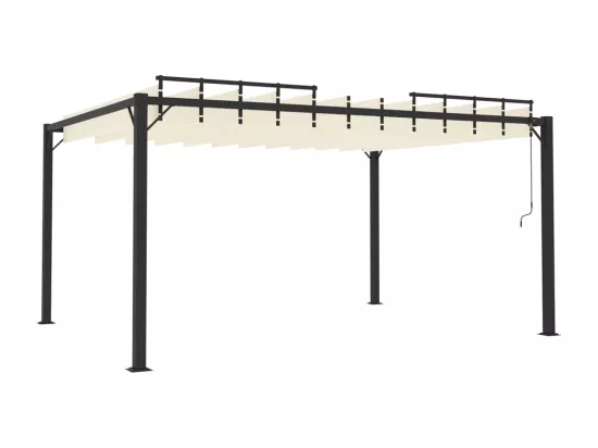 Tonnelle avec toit à persienne 3x4 m Crème Tissu et aluminium