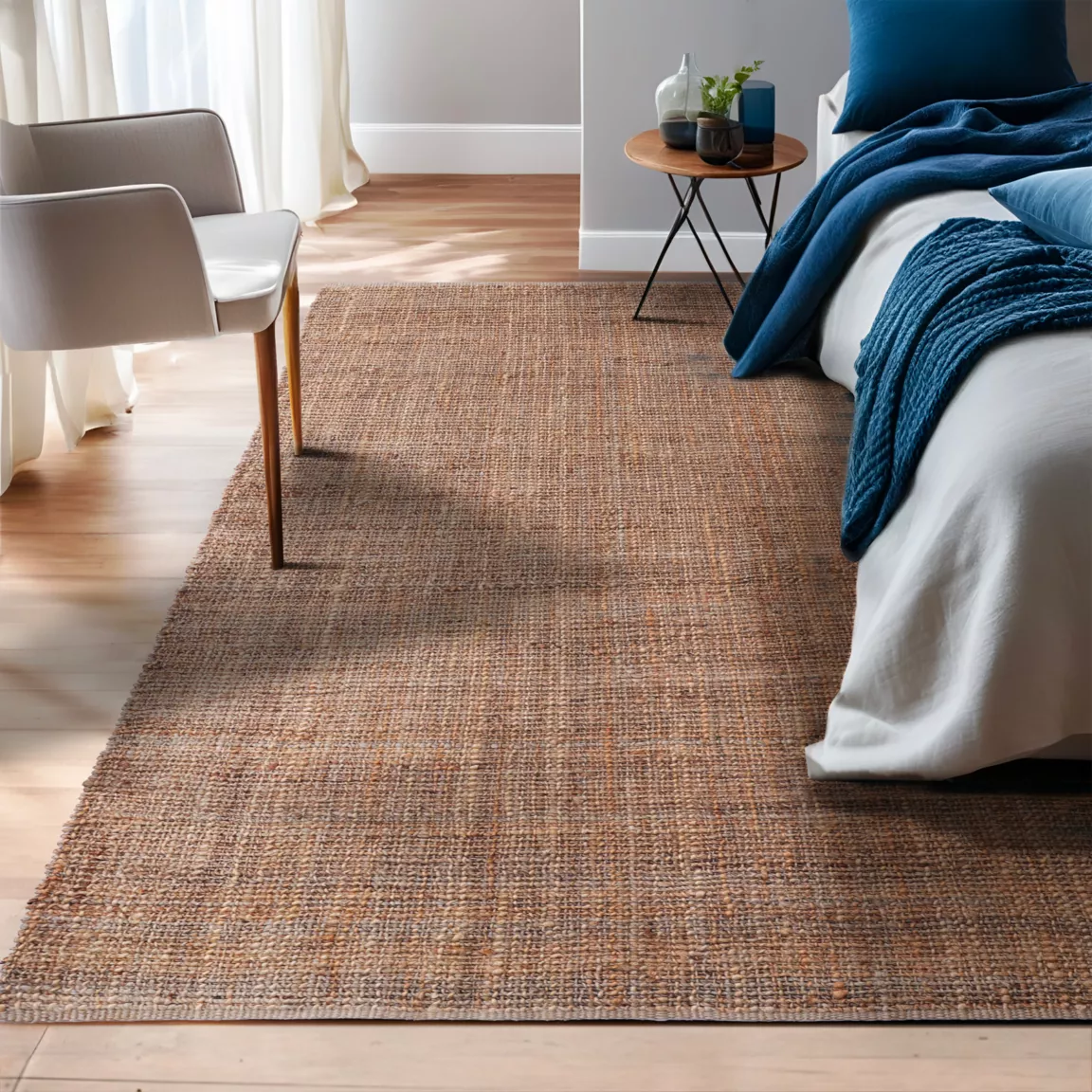 Tapis de salon rectangulaire jute tissée main (140 x 200 cm) Yuto Marron