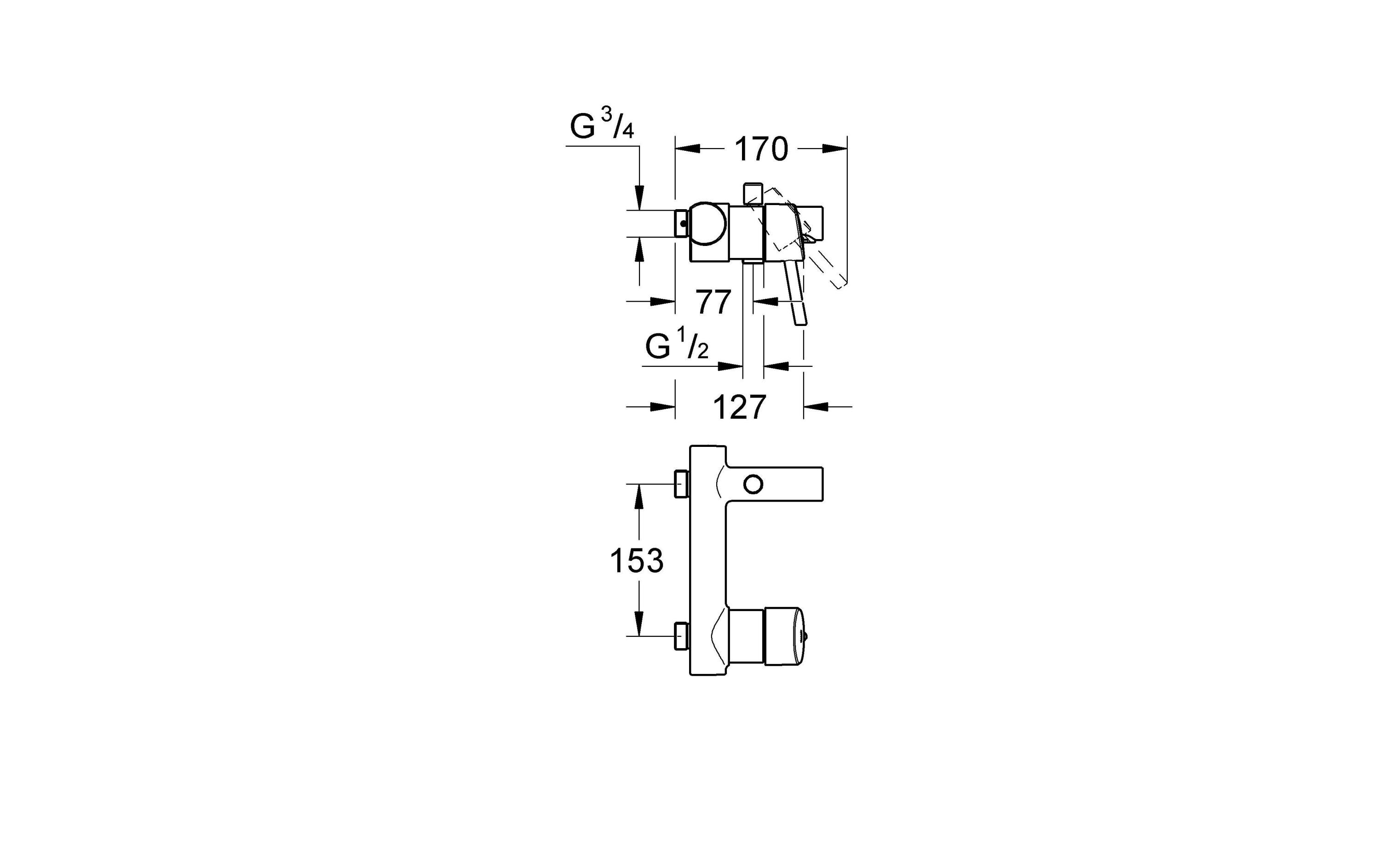 Badewannenarmatur Concetto 153 mm,1/2