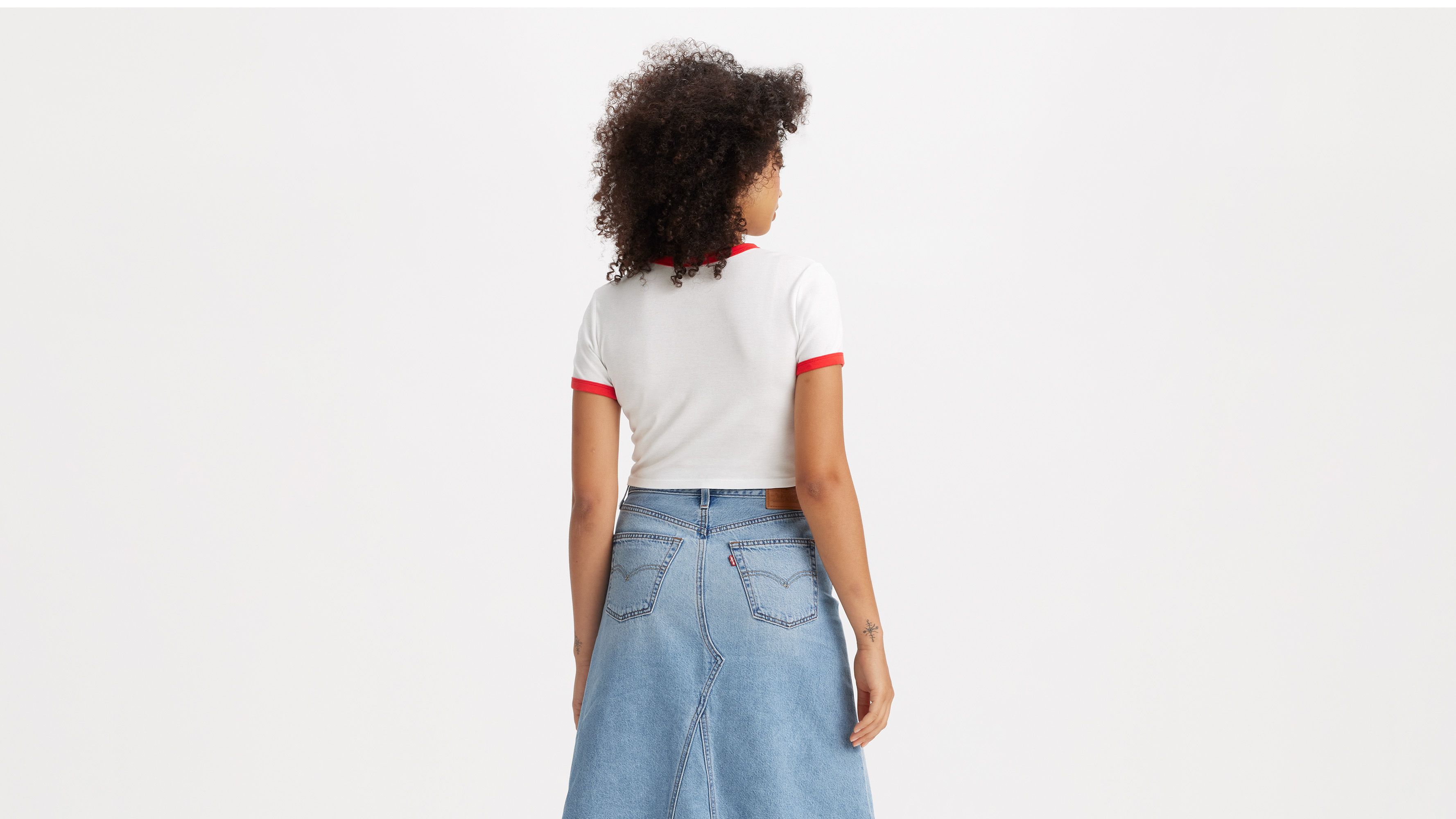 T-shirt graphique Mini Ringer - Ppeach Tab Bright White / Poppy Red - Blanc