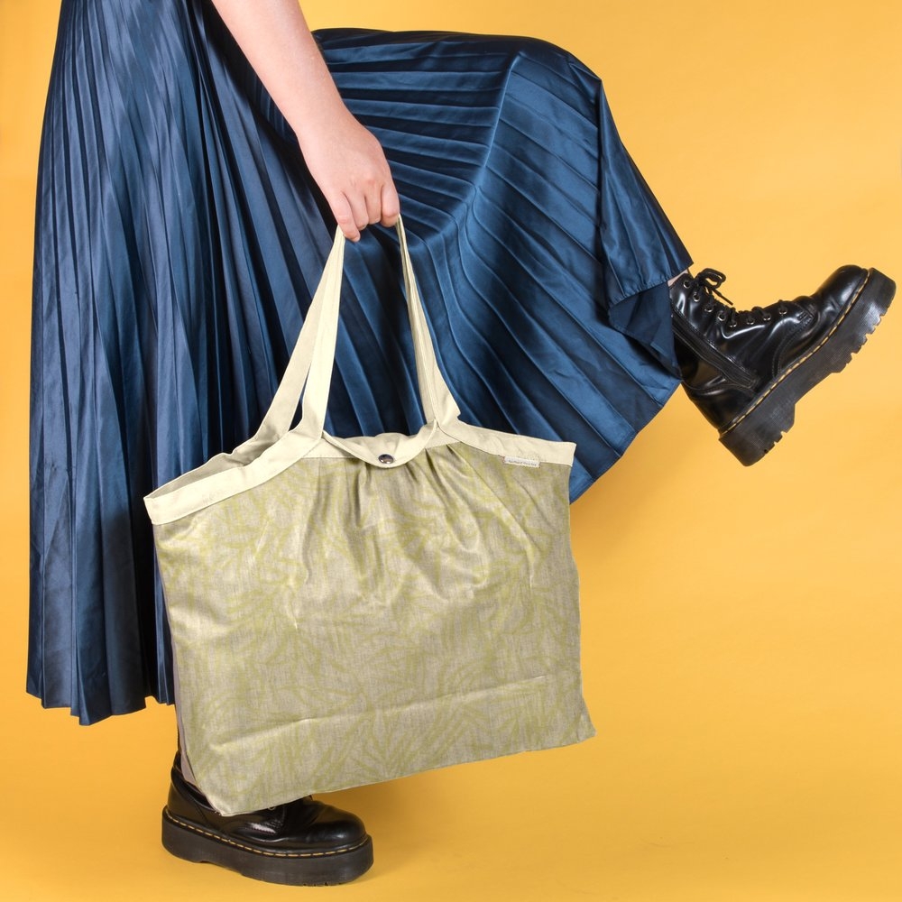 Sac Cabas Taille Moyenne Plissé Ramage Or