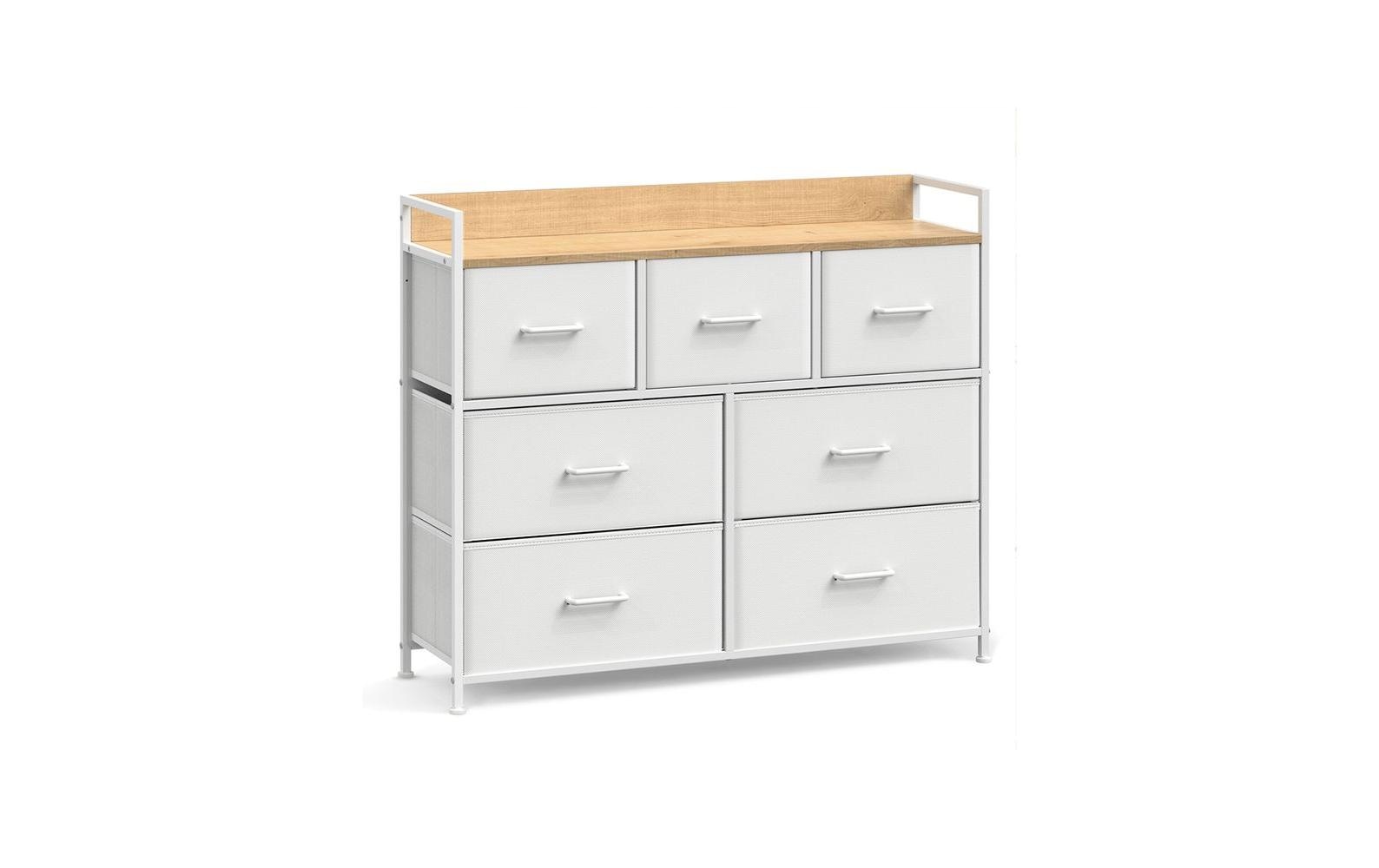 Kommode mit 7 Schubladen 98 x 85 cm, Weiss<br>Aufbewahrungsschrank