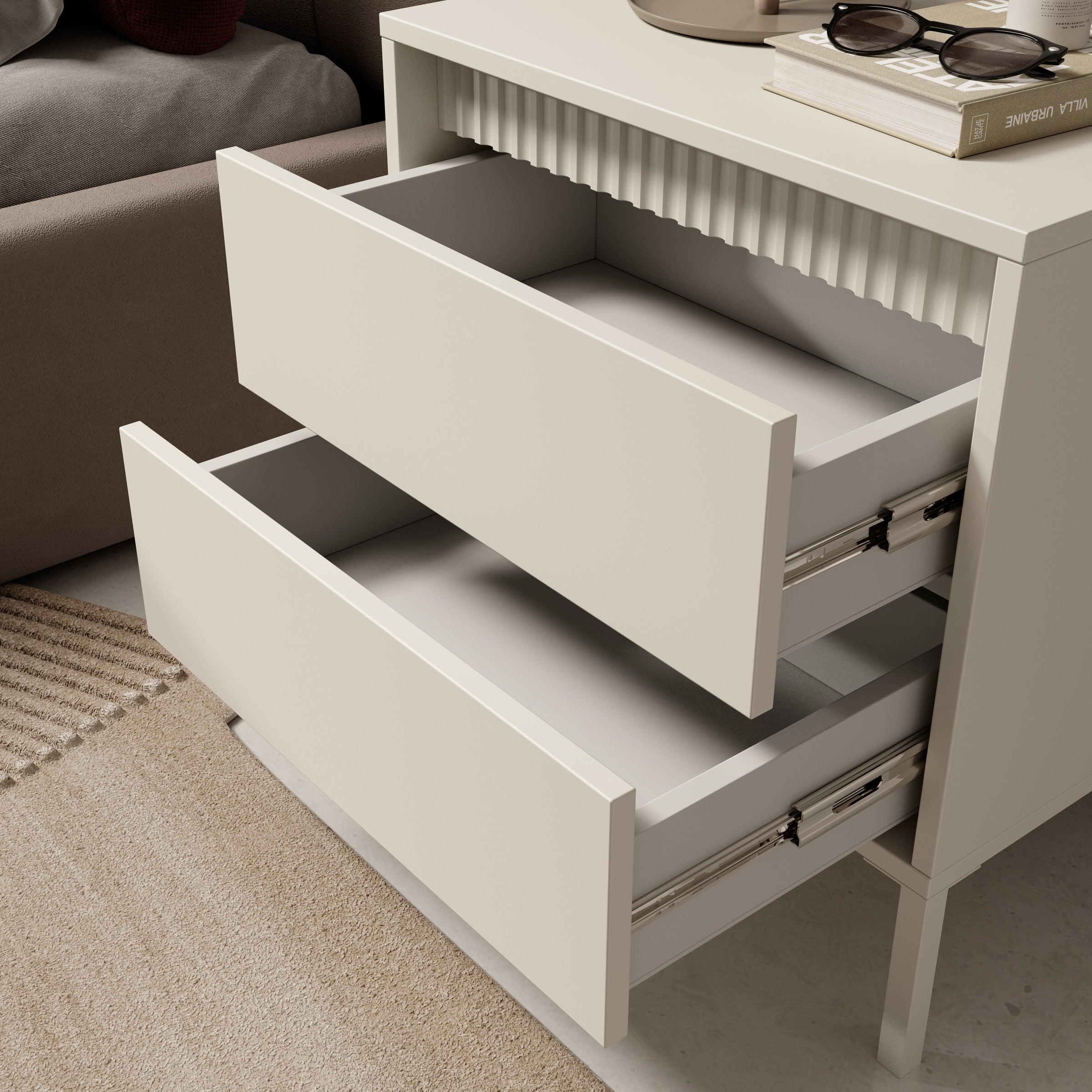Meubella - Saran - Nachtkastje - Beige - 54 cm