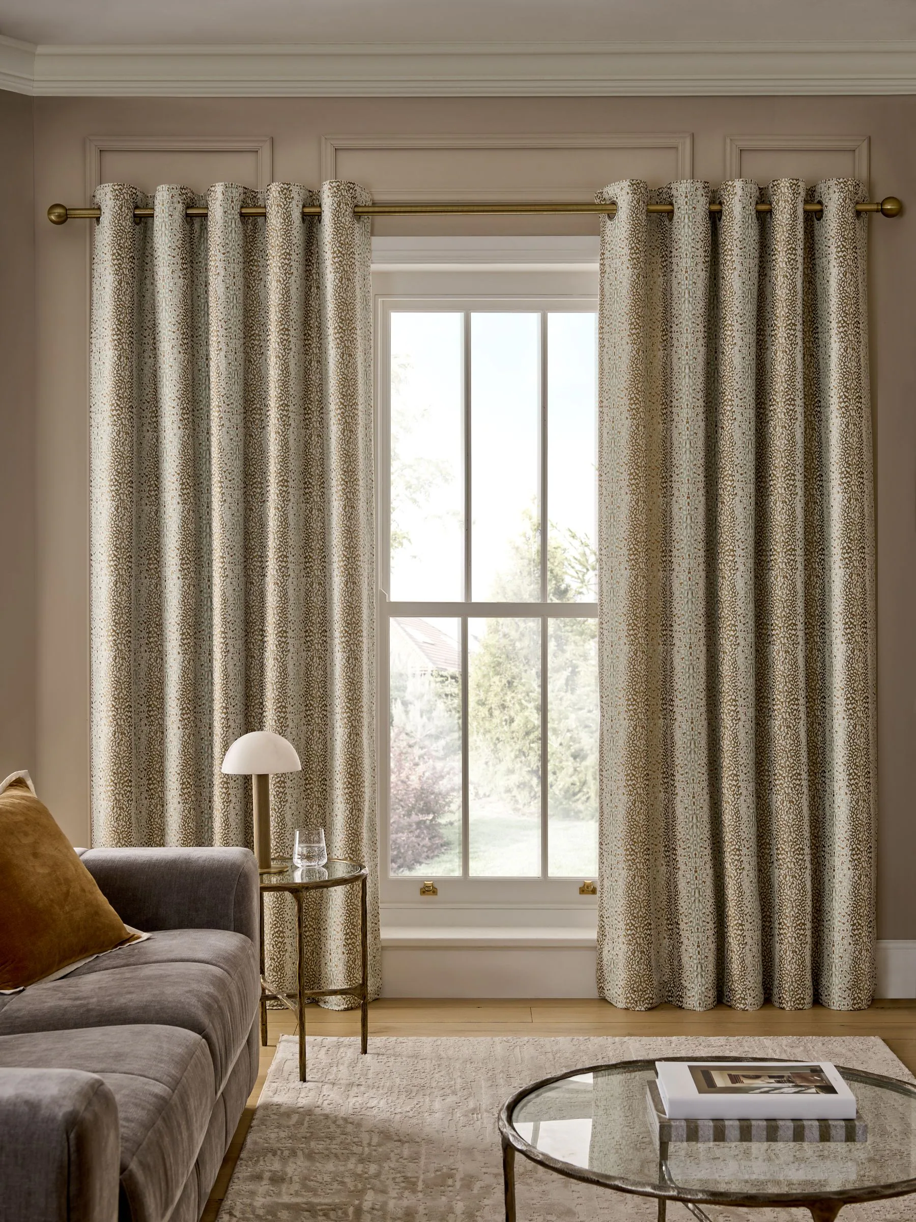 Jacquard Eyelet Lined Curtains