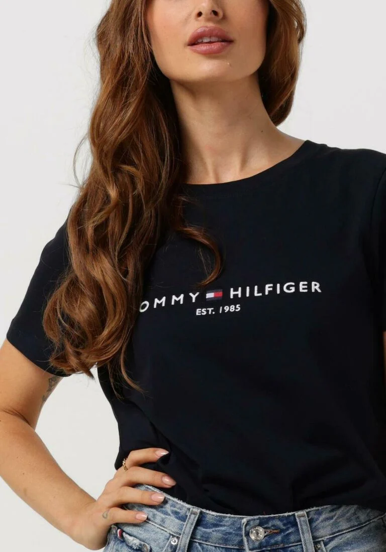 TOMMY HILFIGER donkerblauwe tommy hilfiger t-shirt heritage hilfiger c-nk reg tee