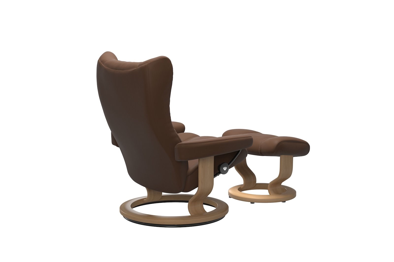 Wing lenestol m/krakk I hud Batick Spesial Warm Brown og Classic understell oak