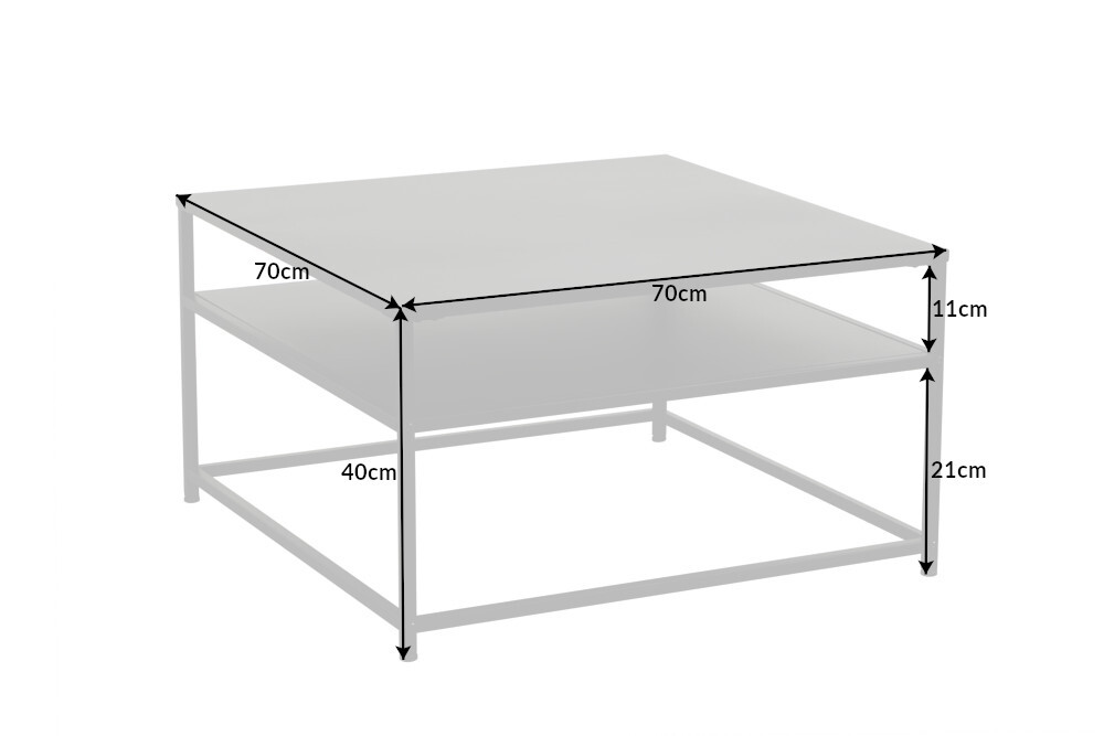 Moderner Couchtisch DURA STEEL 70cm schwarz Metall mit Ablagefach