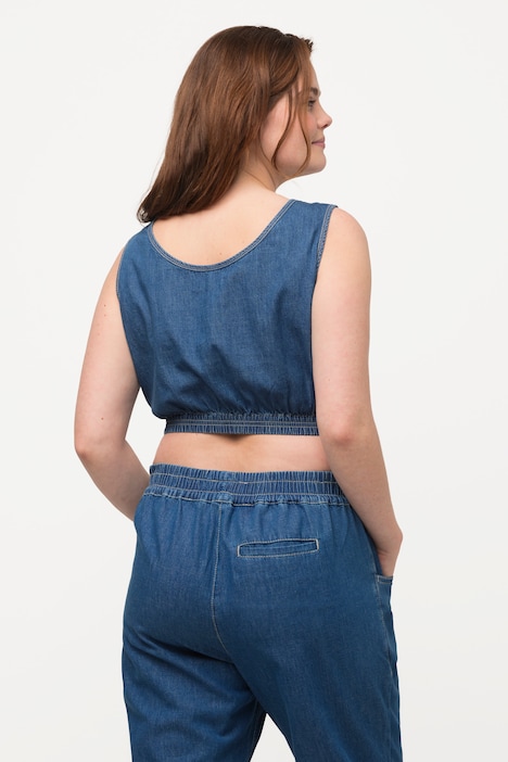 Bustier, Jeansoptik, Rundhals, Biobaumwolle
