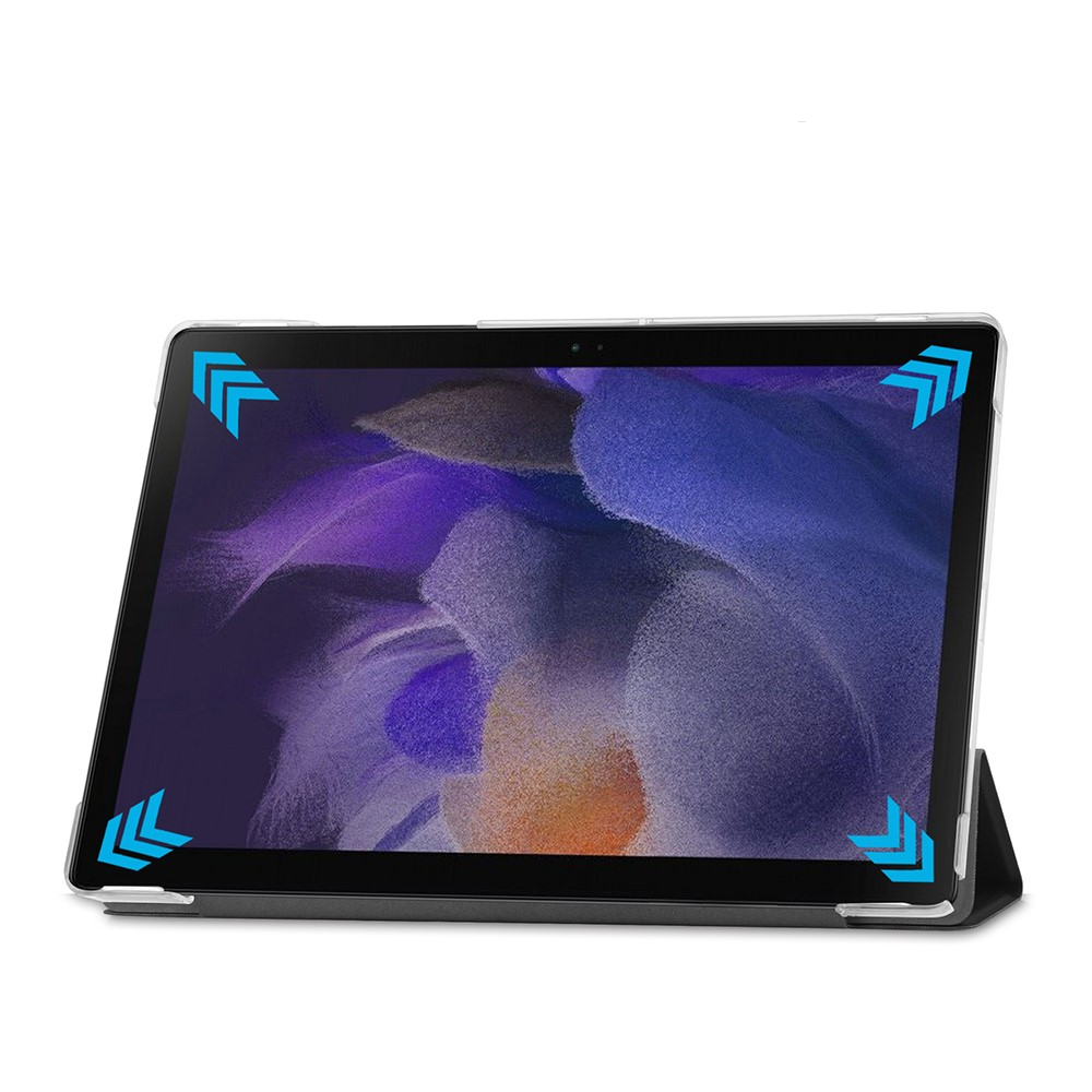 Samsung Galaxy Tab A8 10.5 (2021) Leder Cover Schutz Hülle   Hybrid Hardcase - Schwarz / Transparent