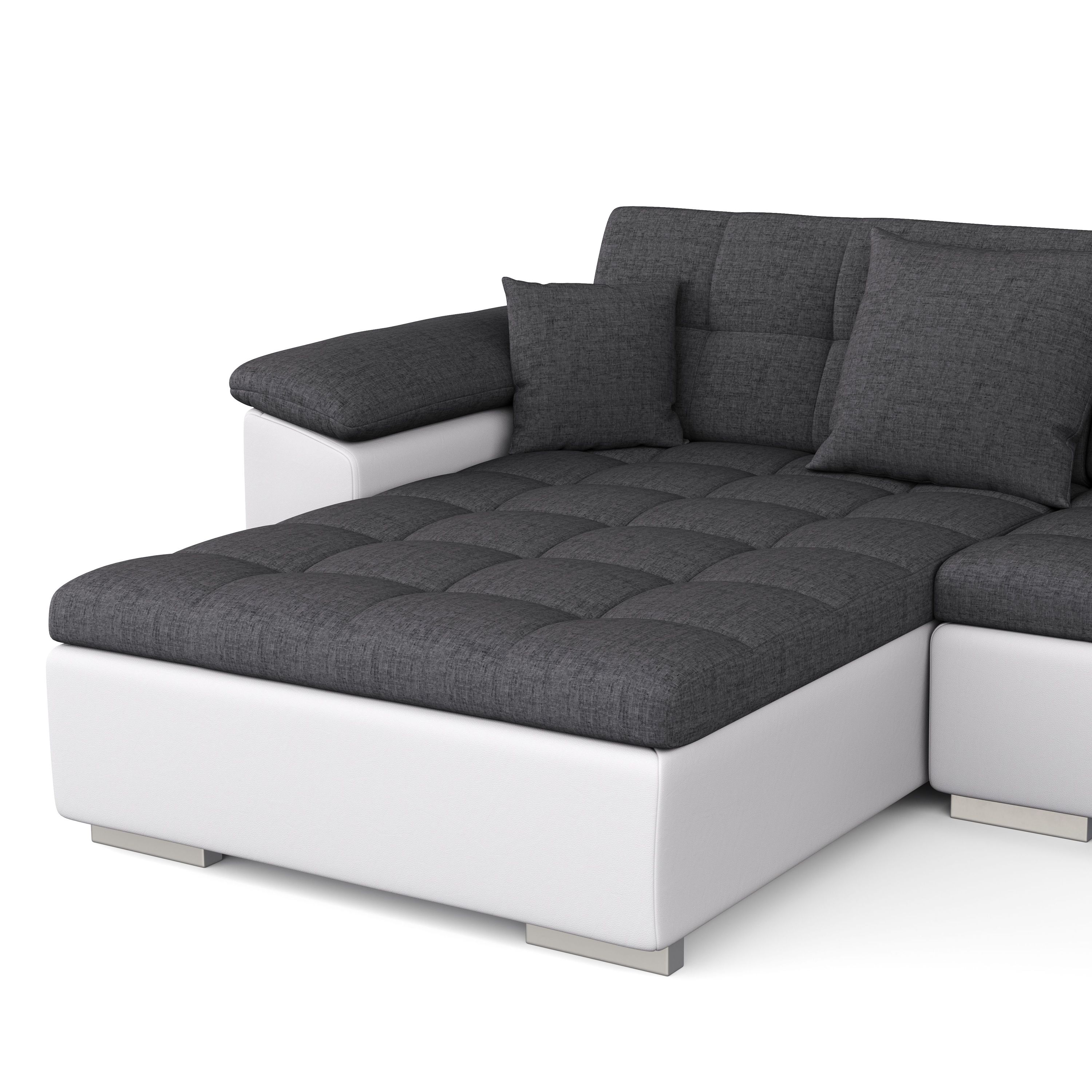 Ecksofa ARIA links anthrazit/weiss