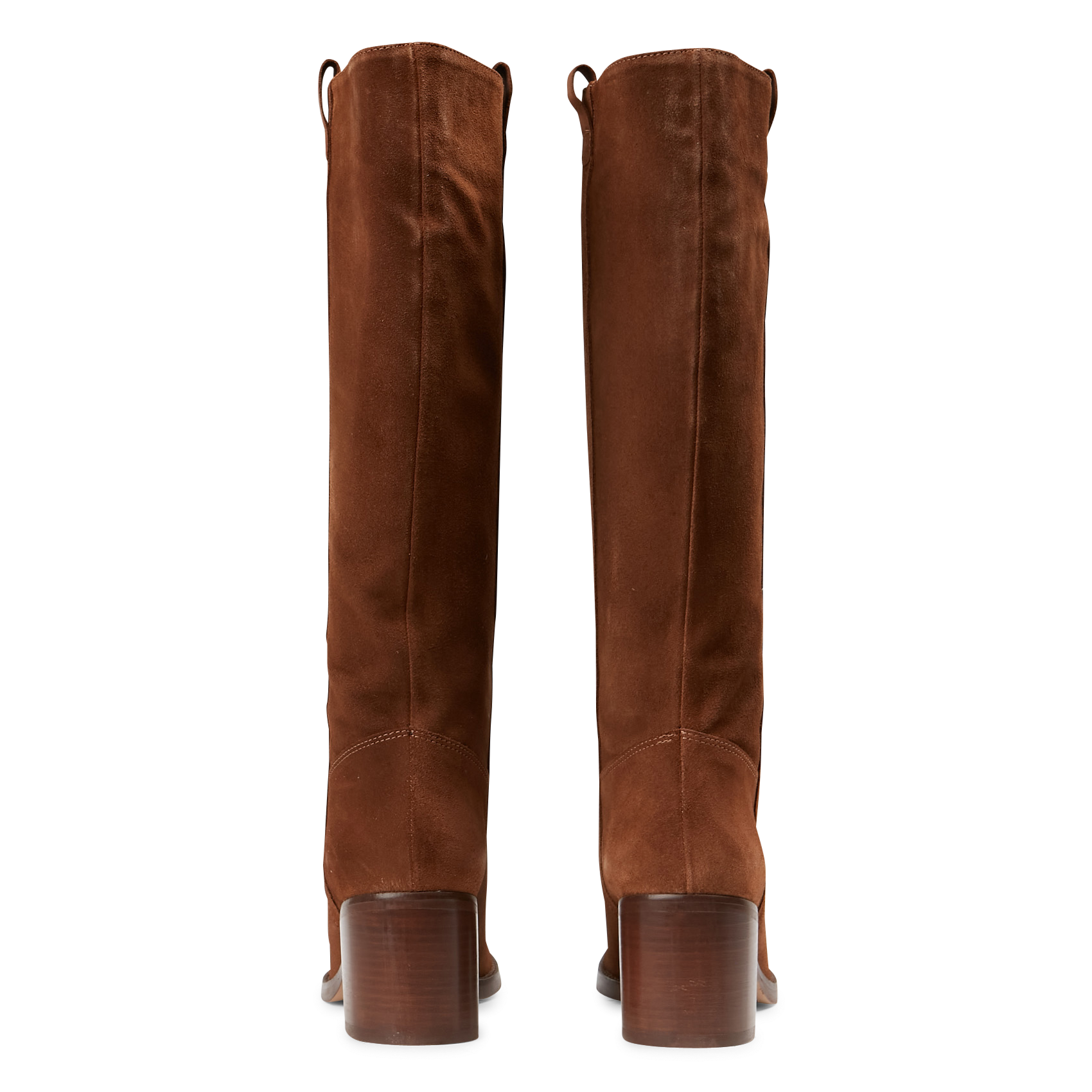 Bottes à talons en cuir velours| Marron