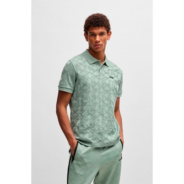 Boss para Homem Pólo de Algodão com Jacquard Circular em Verde L