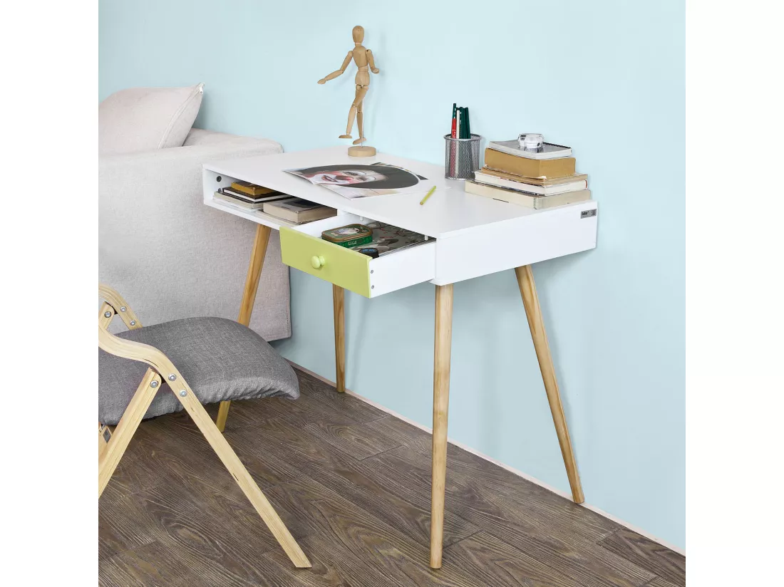 Bureau Console ordinateur Table d'appoint Secrétaire Informatique - 1 tiroir, FWT24-W