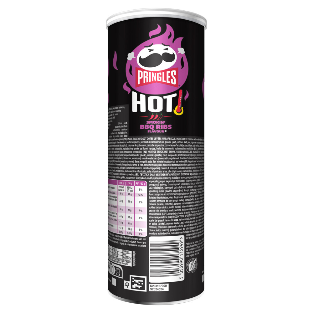 6x Pringles HOT Smokin' BBQ Ribs160 gr