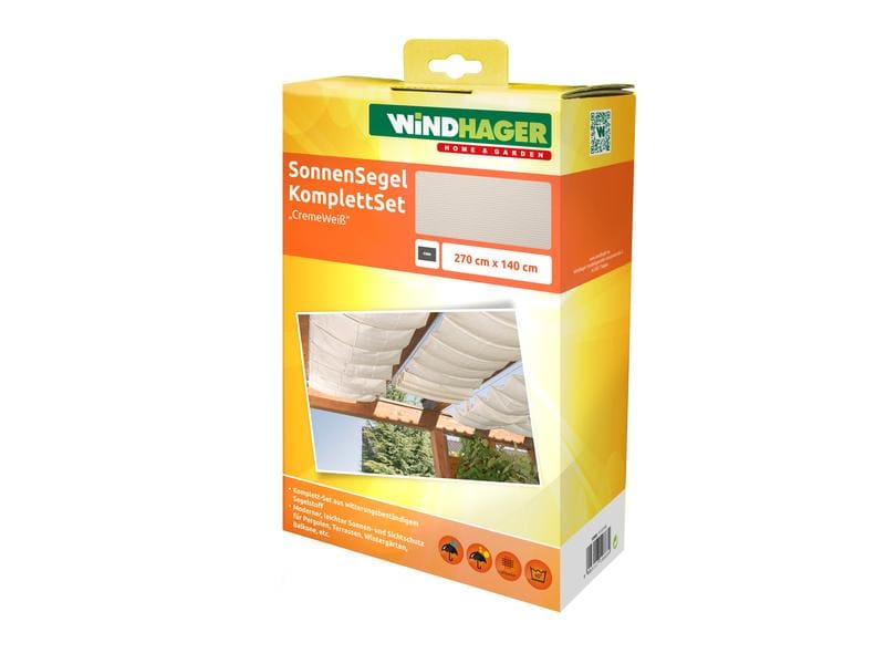 Windhager Sonnensegel-Pergola-Komplett-Set, 270 x 140 cm, W Beschattungsmeister für Indoor und Outdoor