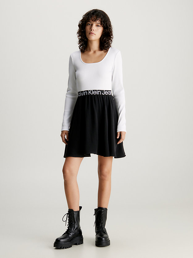 Vestido de manga comprida com fita de logotipo