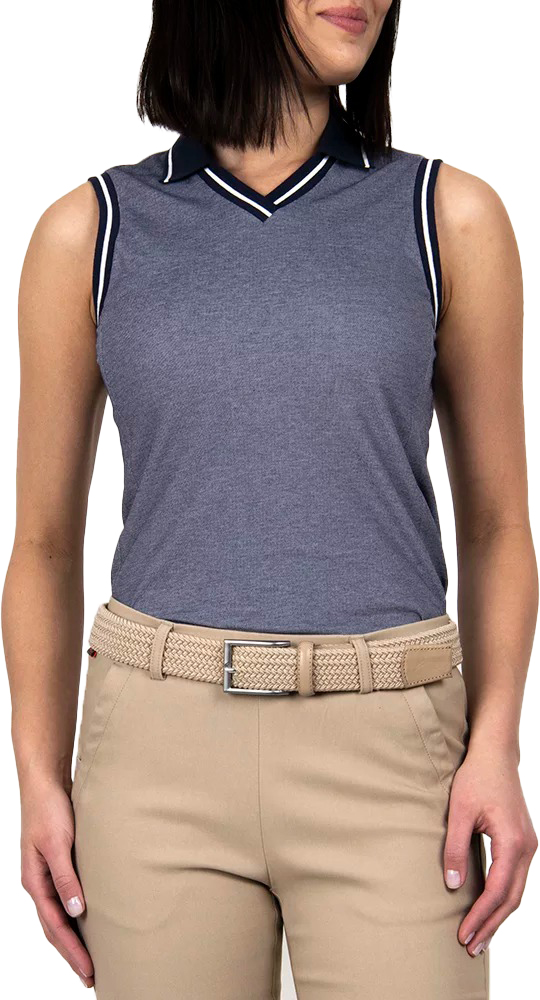 Bailey V-Neck Polo S/S Dame Atlanta Blue
