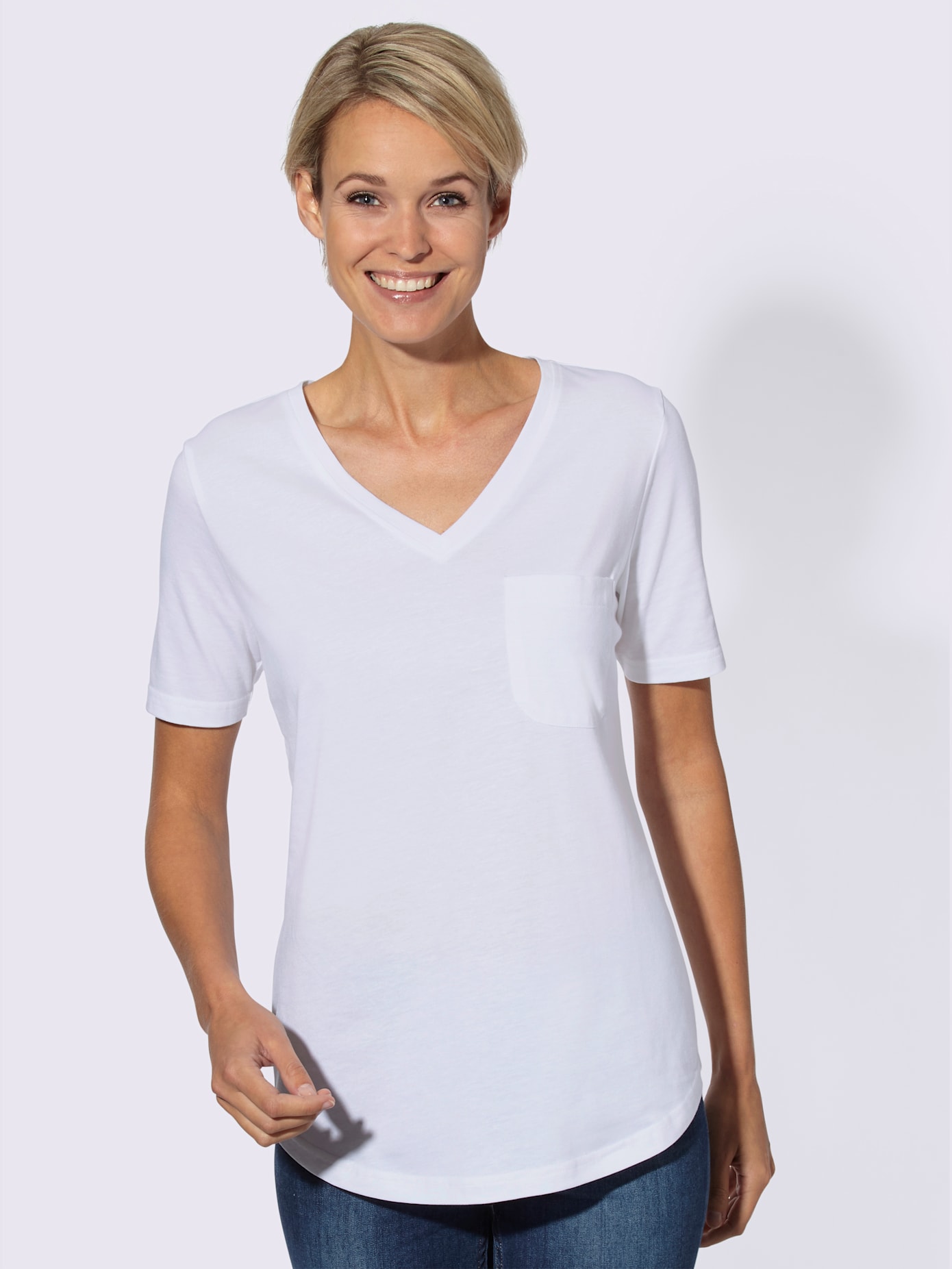 T-shirt en v 50% coton
