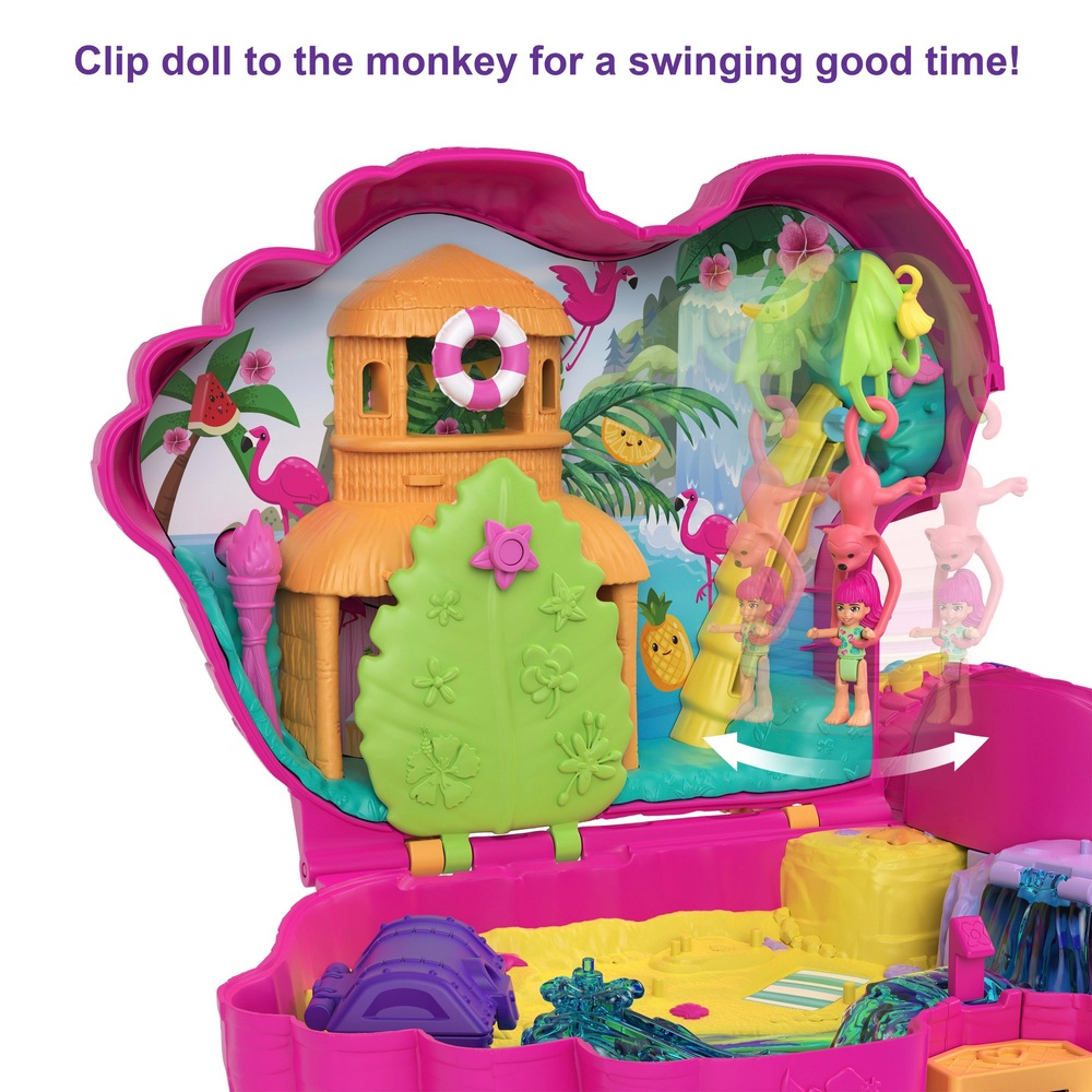 Polly Pocket Flamingo-Party-Spielset mit Mikropuppen und Zubehör