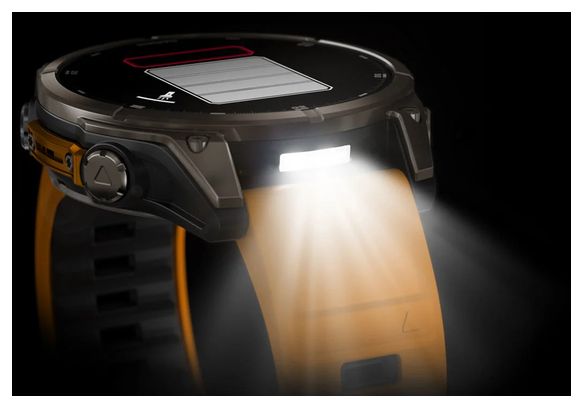 Montre GPS Garmin Fénix 8 AMOLED - 47 mm Sapphire Titane avec Bracelet en Silicone Orange Graphite