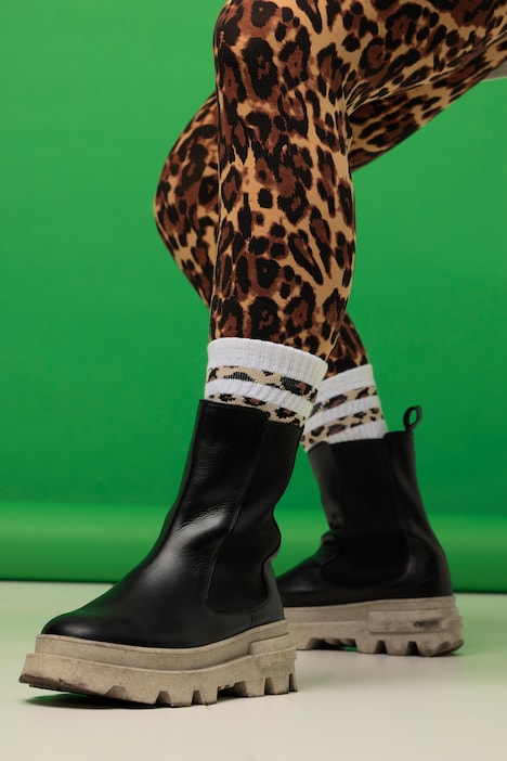 Chelsea-Boots, Leder, farbige Plateausohle, Weite H