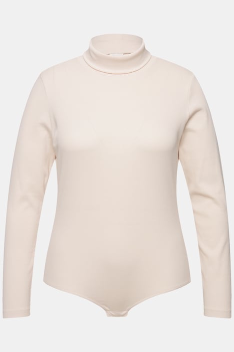 Body, Rippjersey, Stehkragen, Langarm, Biobaumwolle