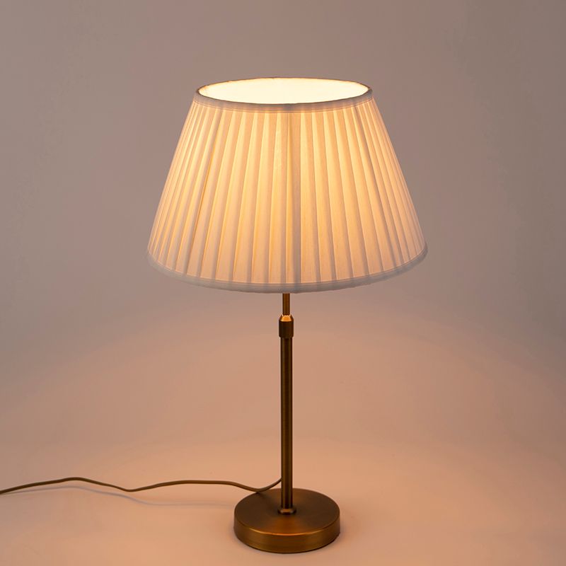 Bronze tafellamp met plisse kap wit 35cm - Parte