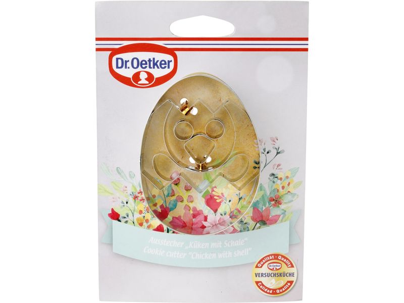 Dr.Oetker Ausstecher Kücken 8.5 x 6,2.5 cm,5 cm Ausstecher Küken mit Schale, goldene Ostern