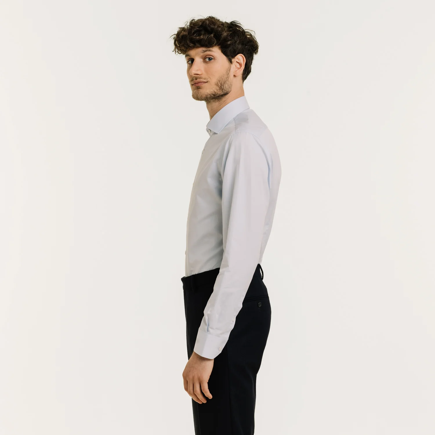Fitted shirt in sky blue double-twisted fil-a-fil