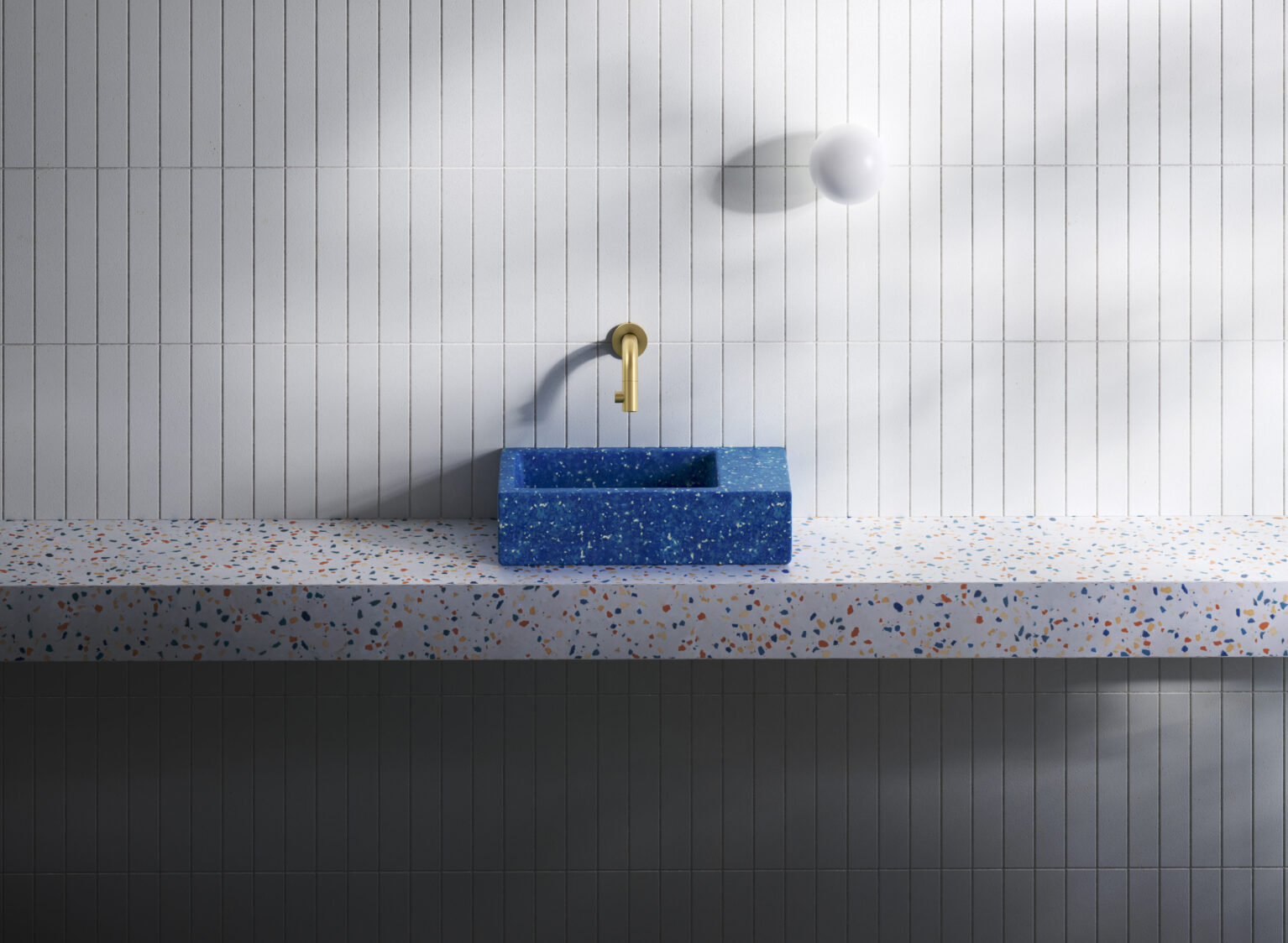 Clou Flush 3 fontein gerecycled polyethyleen 36cm zonder kraangat rechts middernacht