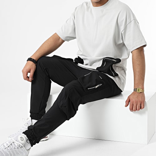 Ensemble Tee Shirt Poche Et Pantalon Jogging LL600 Gris