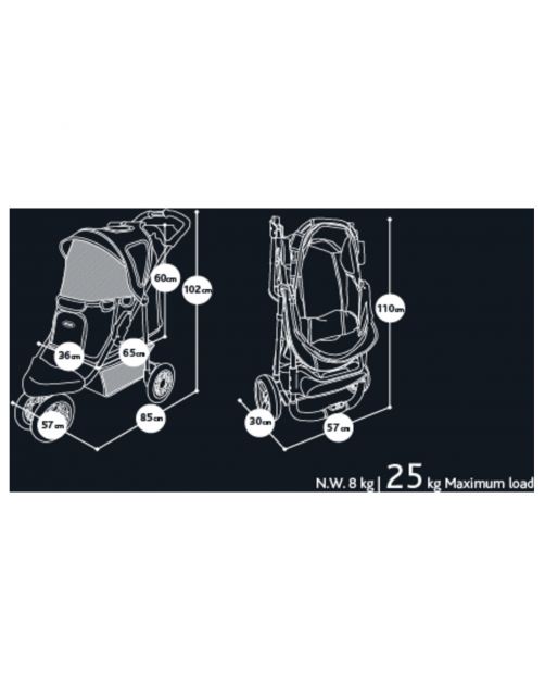 Innopet Hondenbuggy Monaco Geomatric + Regenhoes - Hondentrolley - 85x57x101 cm Zwart